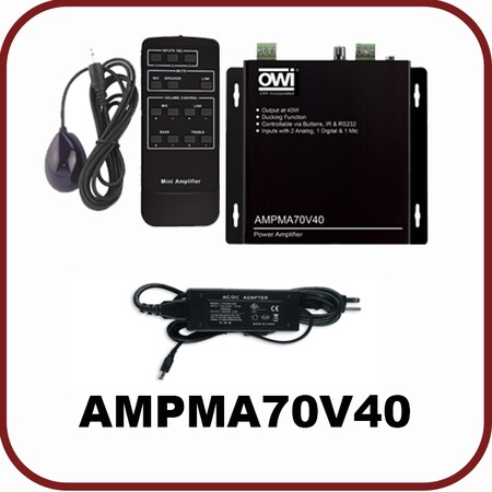 Owi Digital; 70 Volt; Mini Amplifier/Mic Mixer/ Withremote Control AMPMA70V40